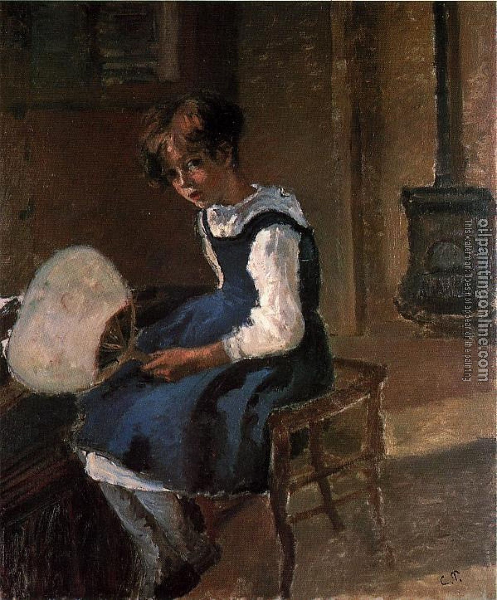 Pissarro, Camille - Portrait of Jeanne with a Fan